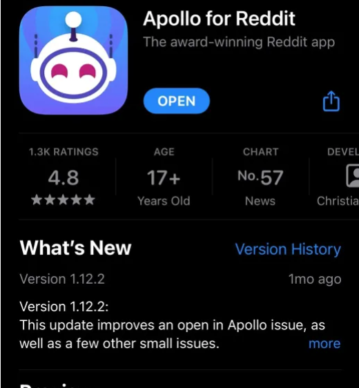Apollo for Reddit app