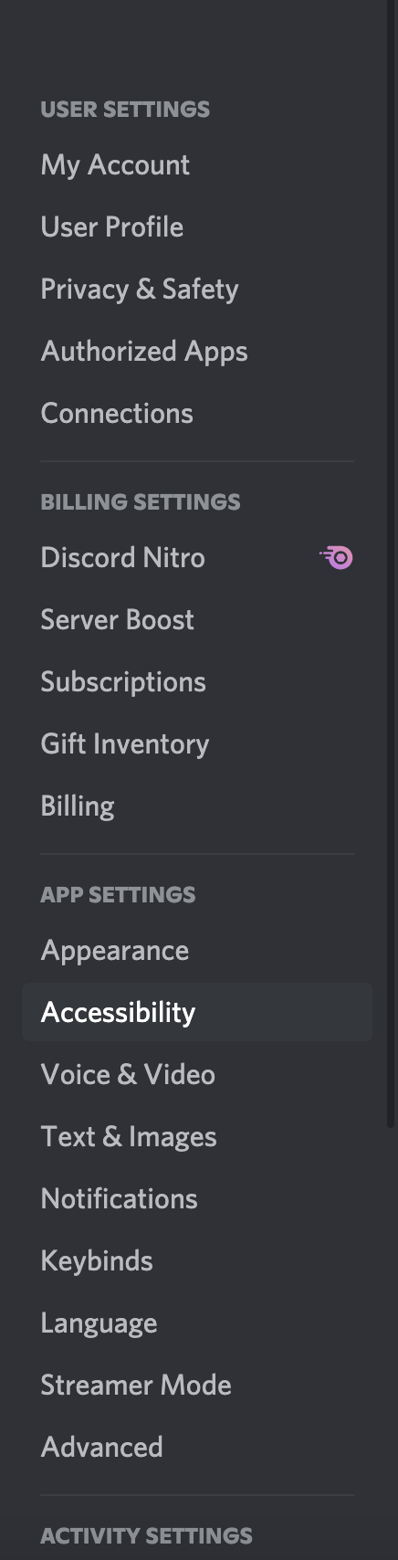 discord accessibility menu 