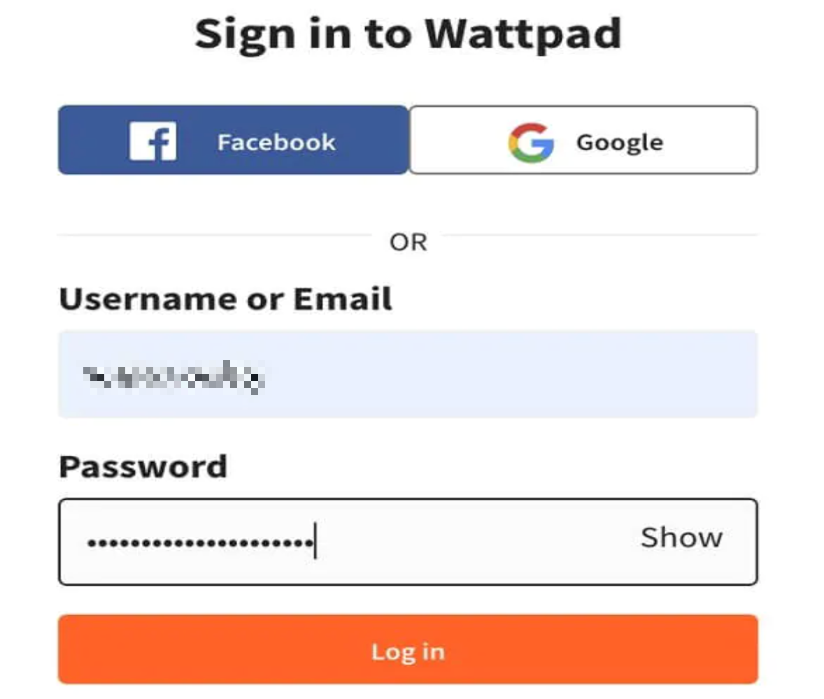 Sign in to Wattpad account