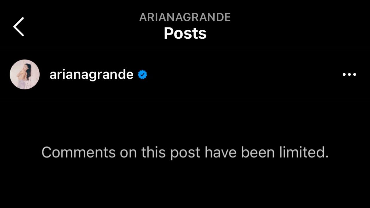 ariana grande limited comments on instagram