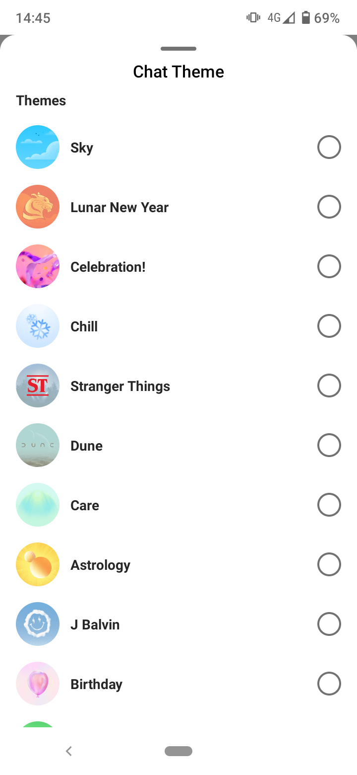 Select a theme or color