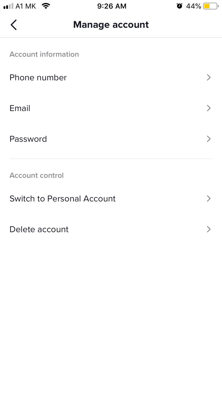 tiktok switch to a personal account