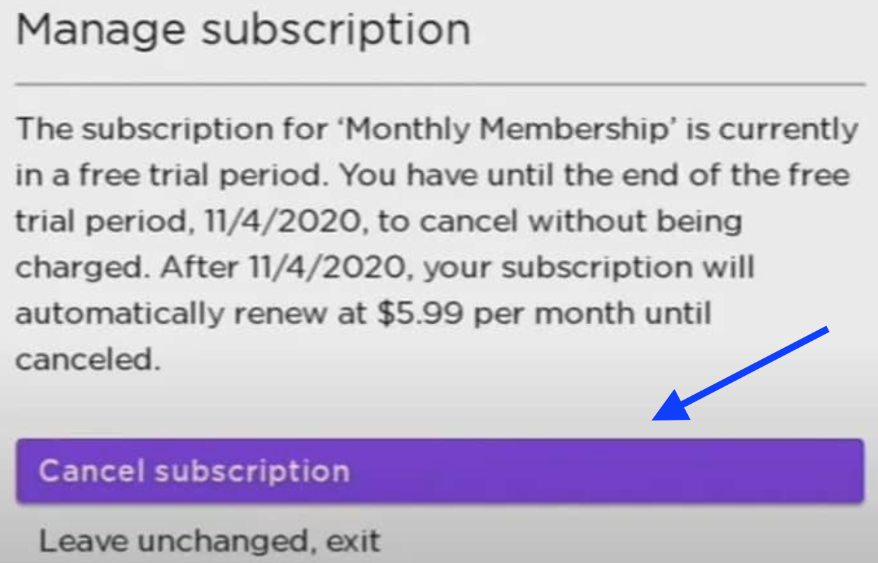 Cancel subscription