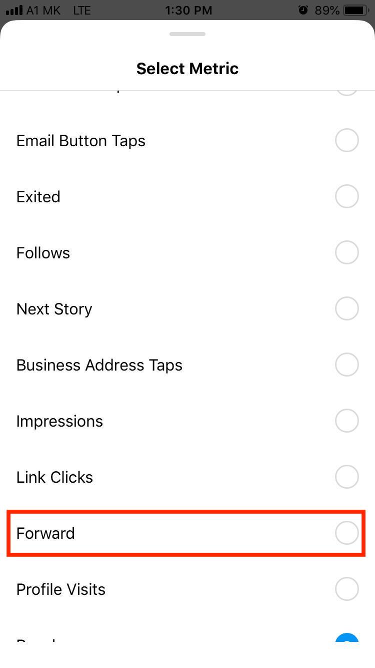 instagram insights forward option