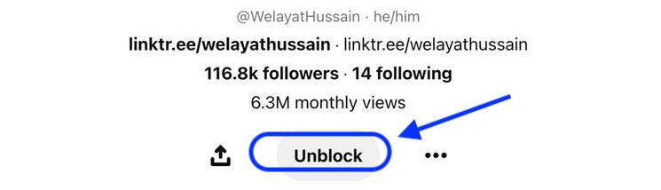 Unblock option - Pinterest
