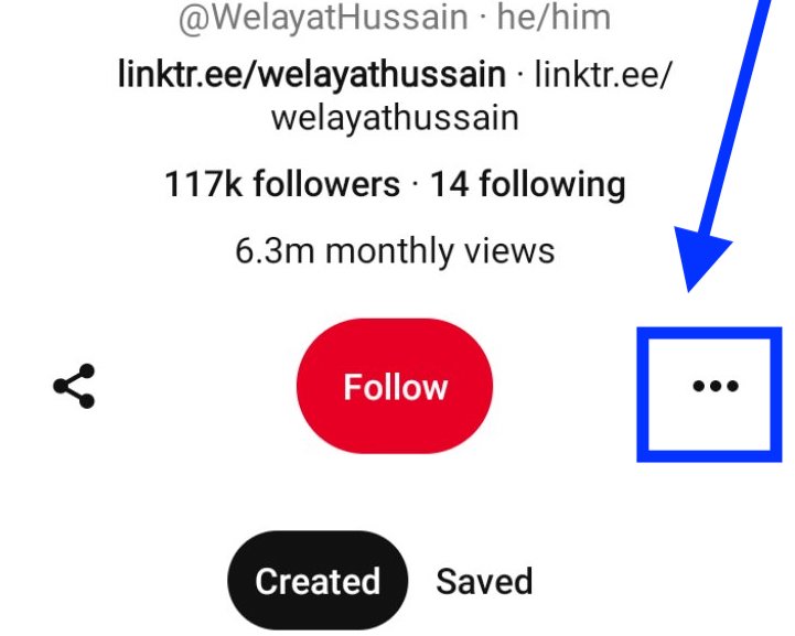 Three dots option on Pinterest
