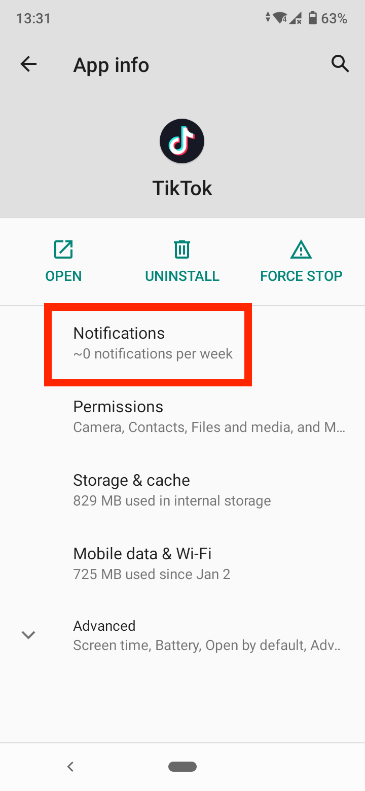 TikTok notifications