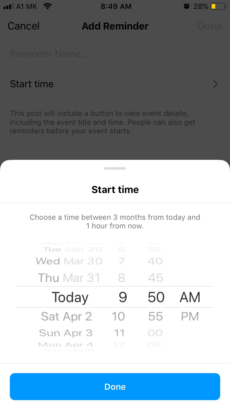 Set an event time