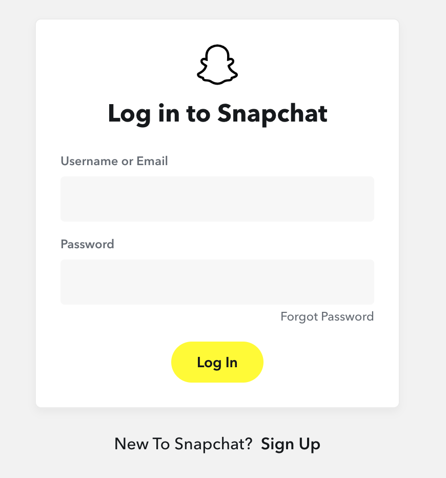 log in to snapchat from web