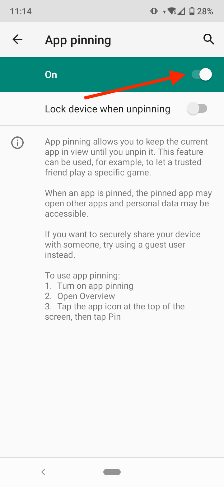 Enable 'App pinning'