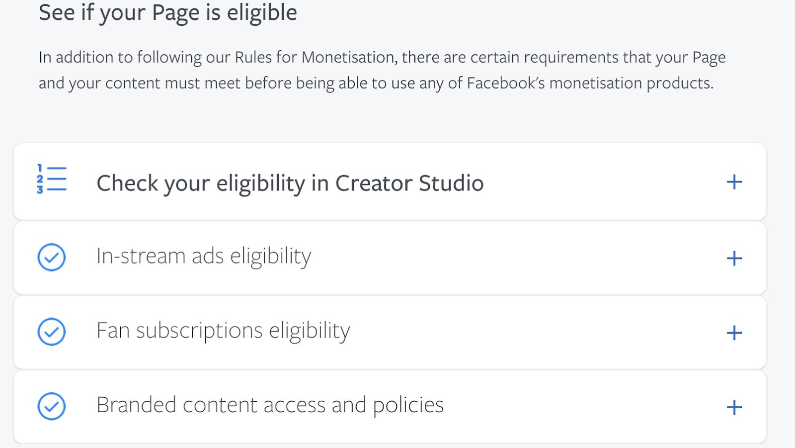 Check eligibility status with Creator Studio