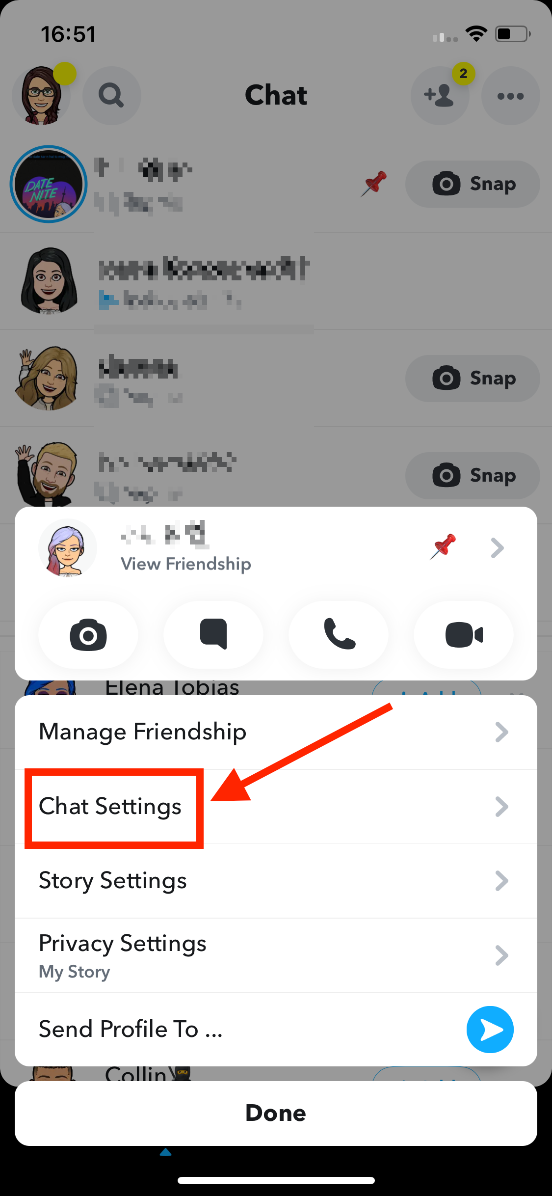 Long press on pinned chat and tap on 'Chat Settings'