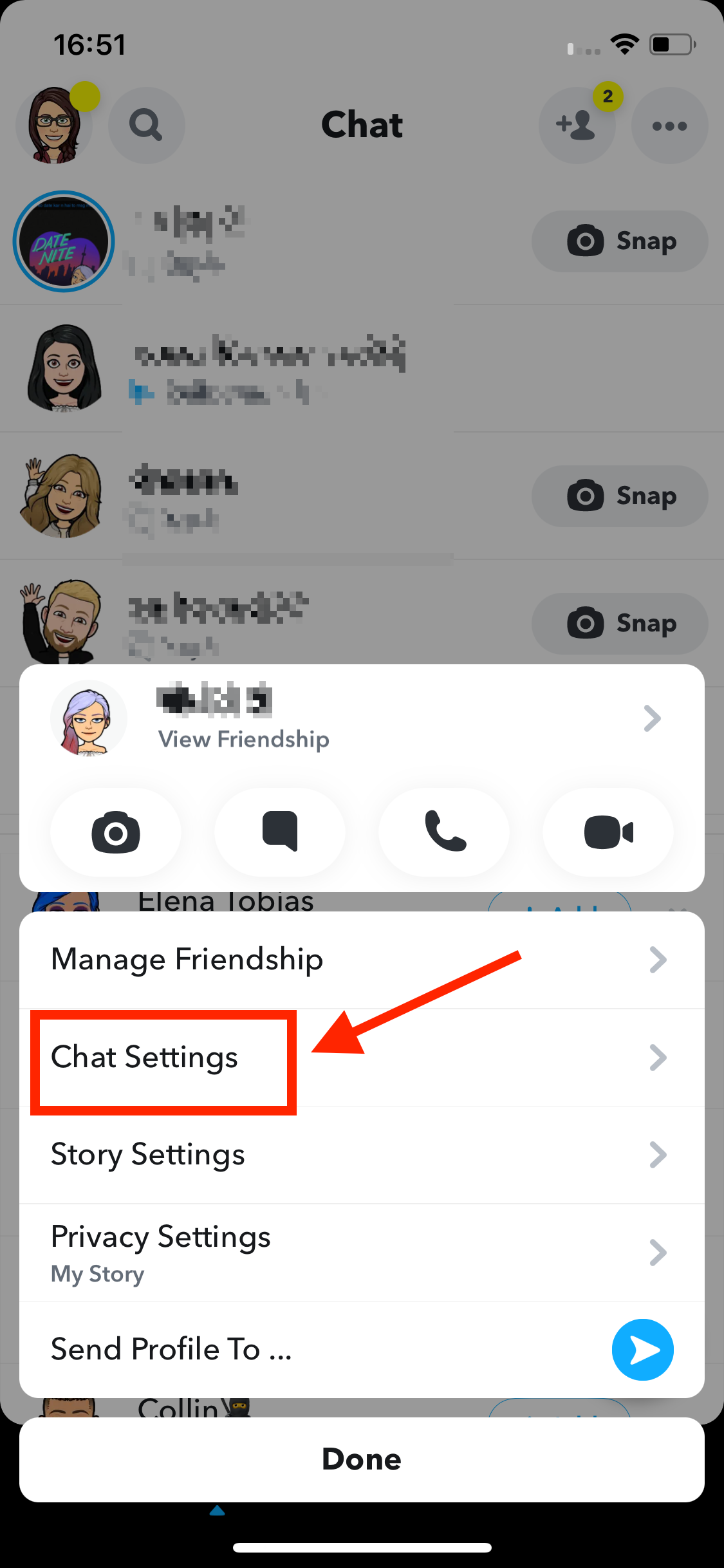 Long-press on a chat and tap 'Chat Settings'