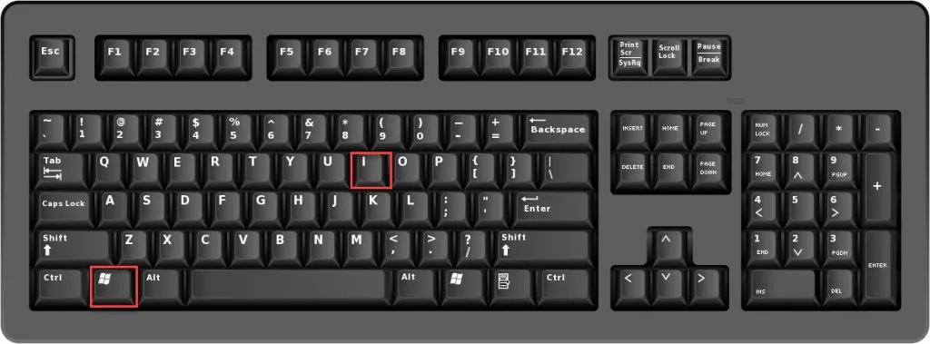 Press on 'Windows key + I' on keyboard