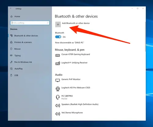 click on ‘Add Bluetooth or other device'
