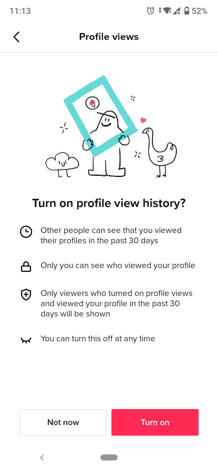Turn on Profile View History
