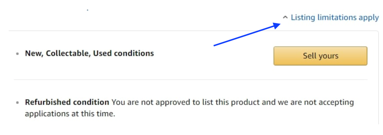 Listing Limitations apply - Amazon
