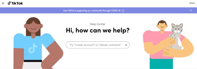 TikTok technical support page 