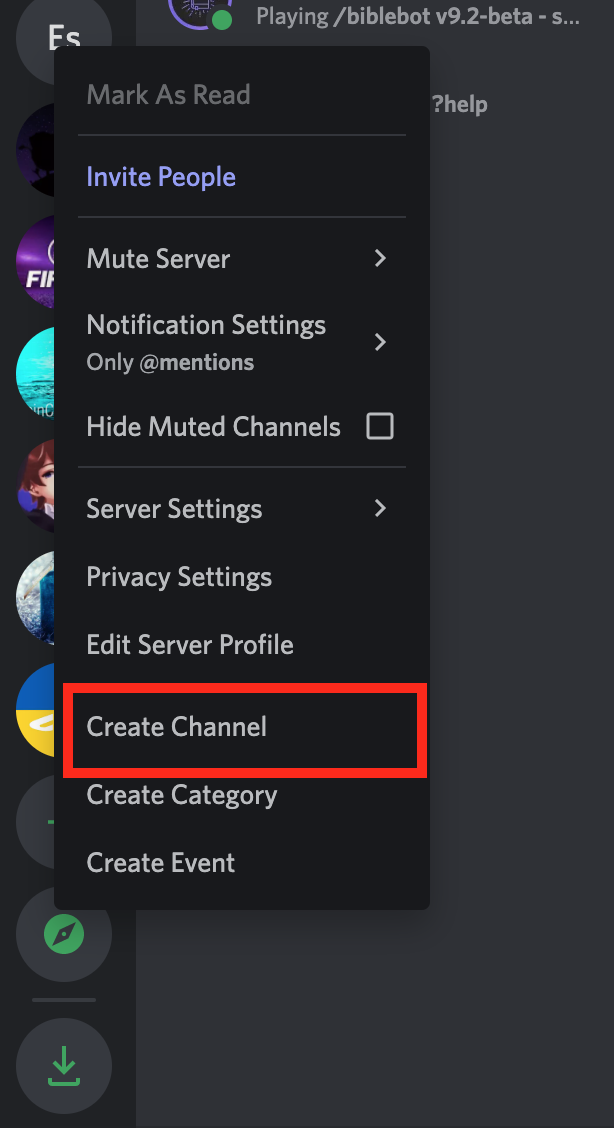 discord create channel option