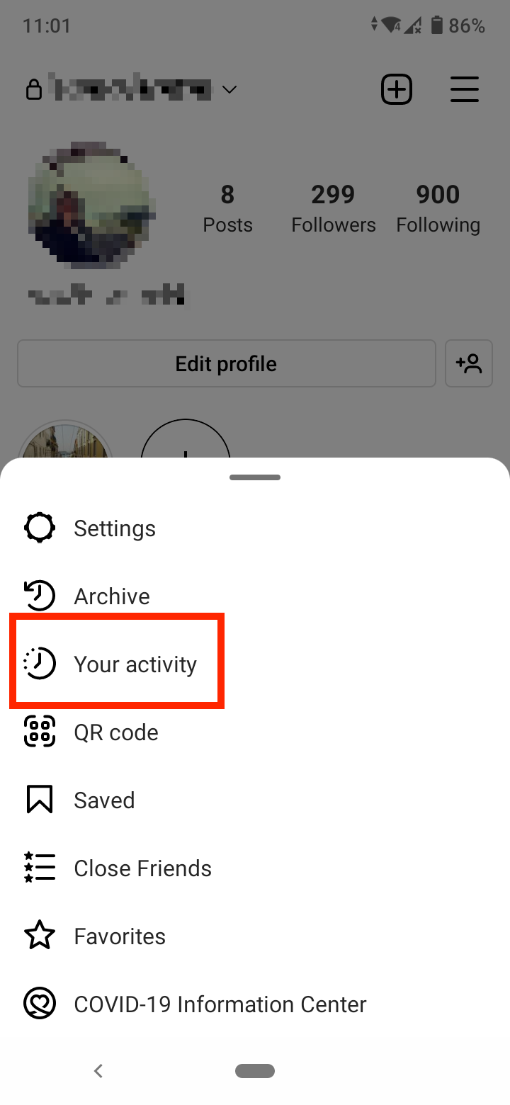 Select ‘Your activity’