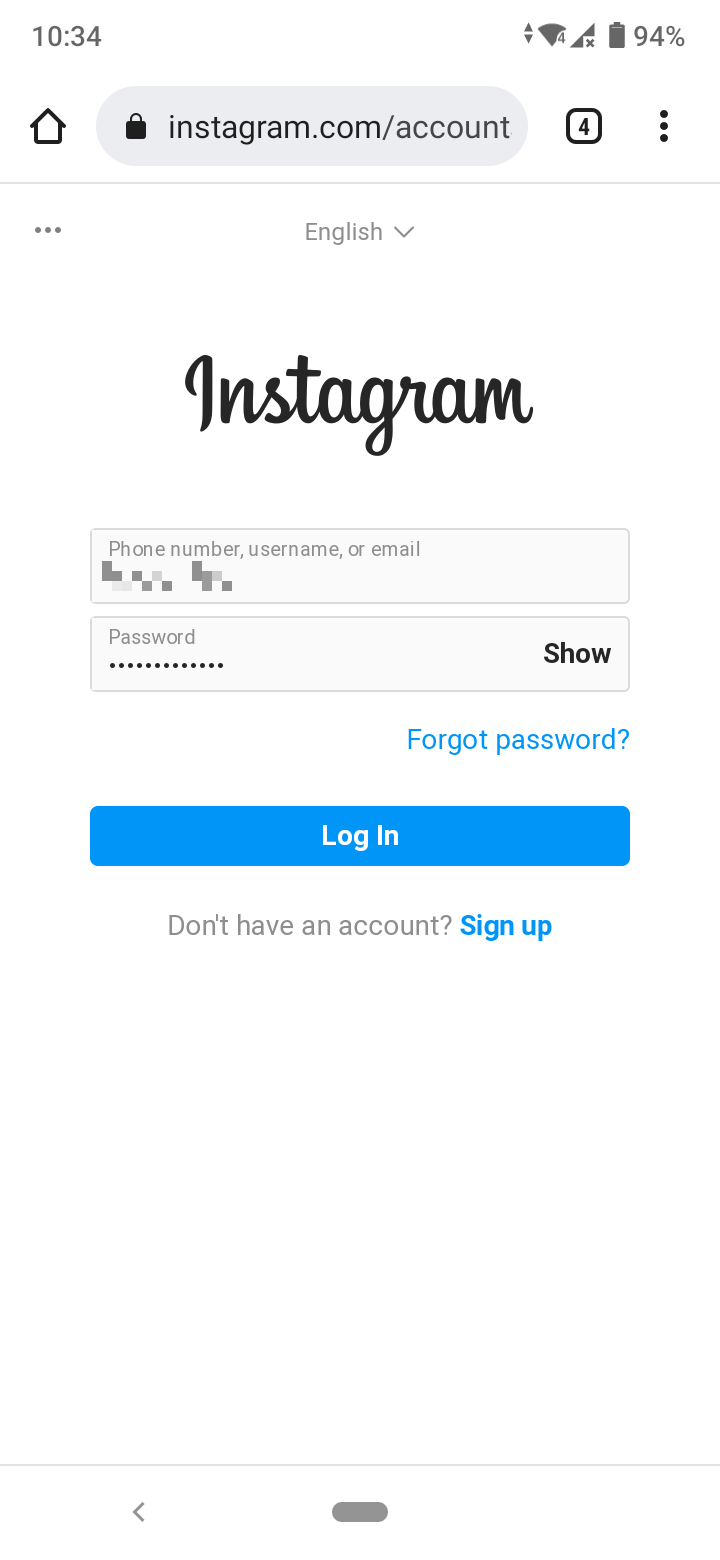 Enter your credential and tap on ‘Log in’