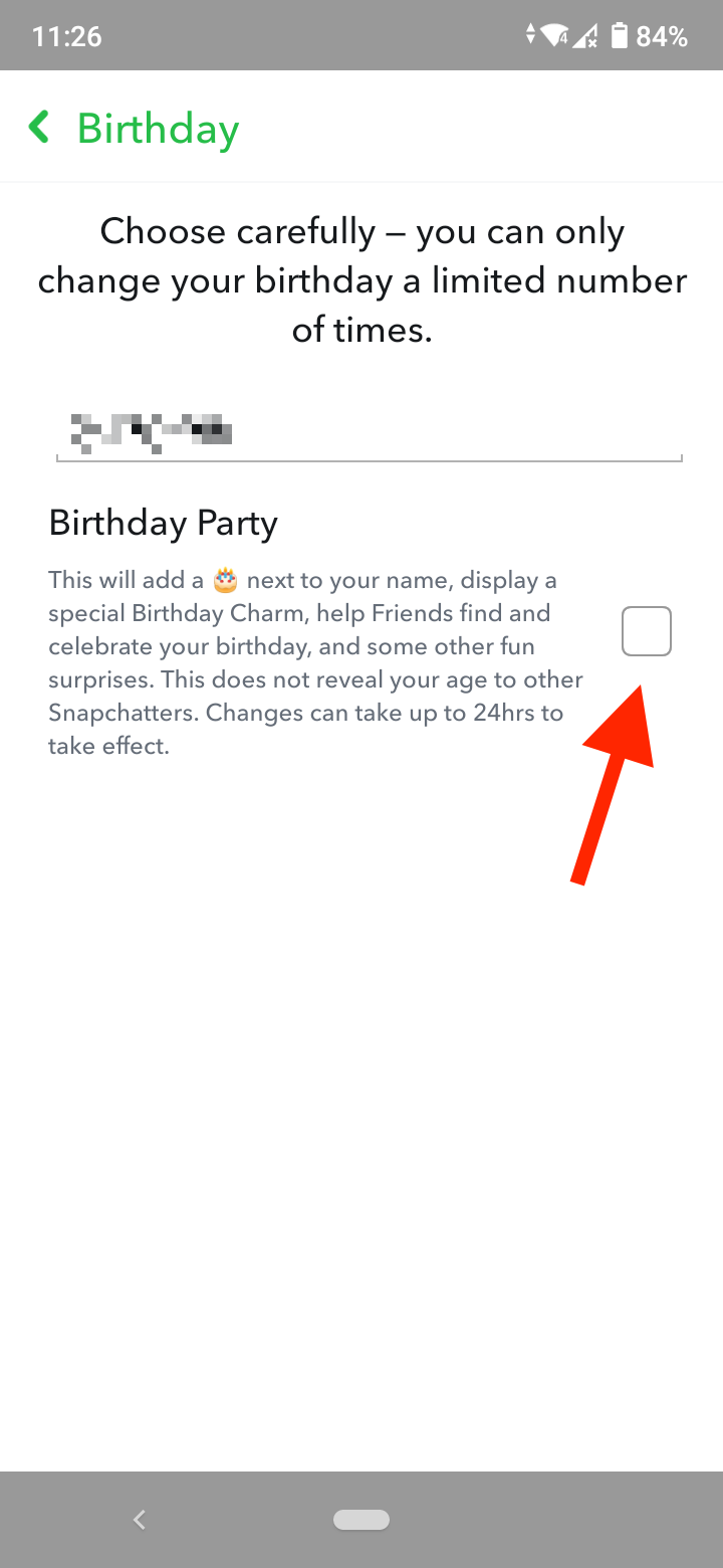 Uncheck the box next to 'Birthday Party'