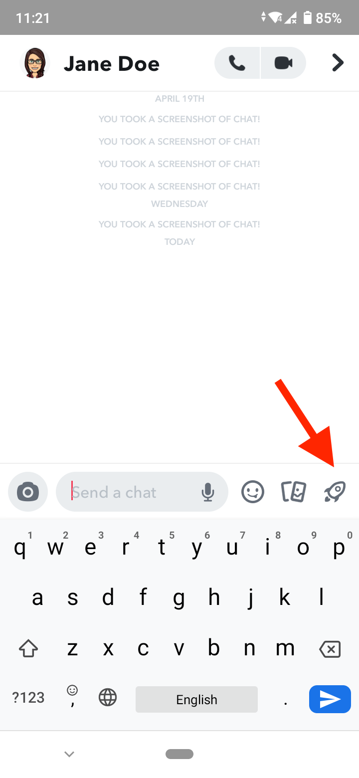 Tap on the rocket icon in chat