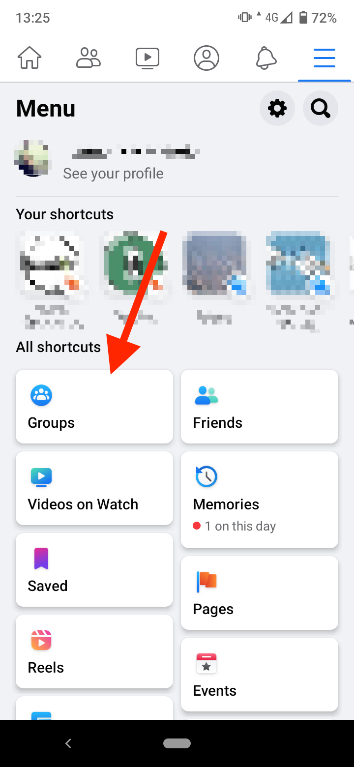 Tap on 'Groups'