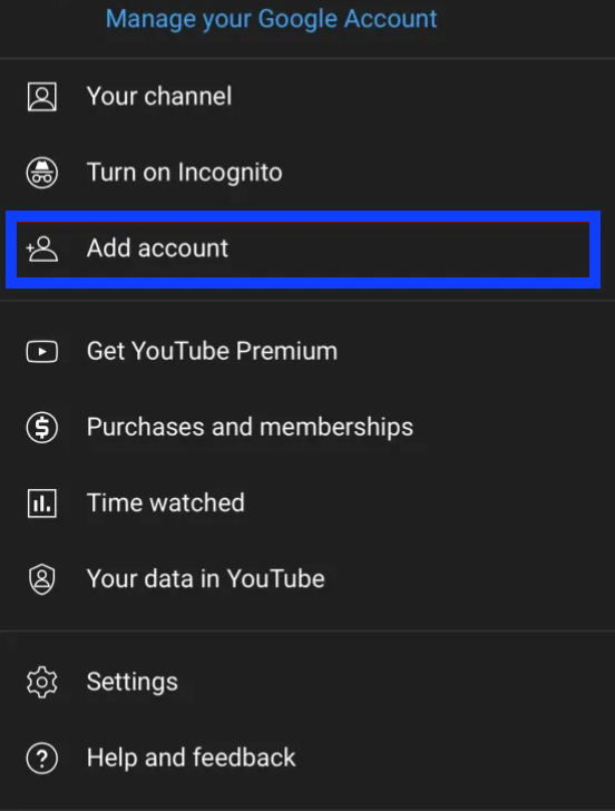 Add account - YouTube 