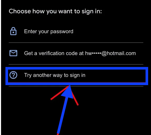 Try another way to sign in - Gmail 