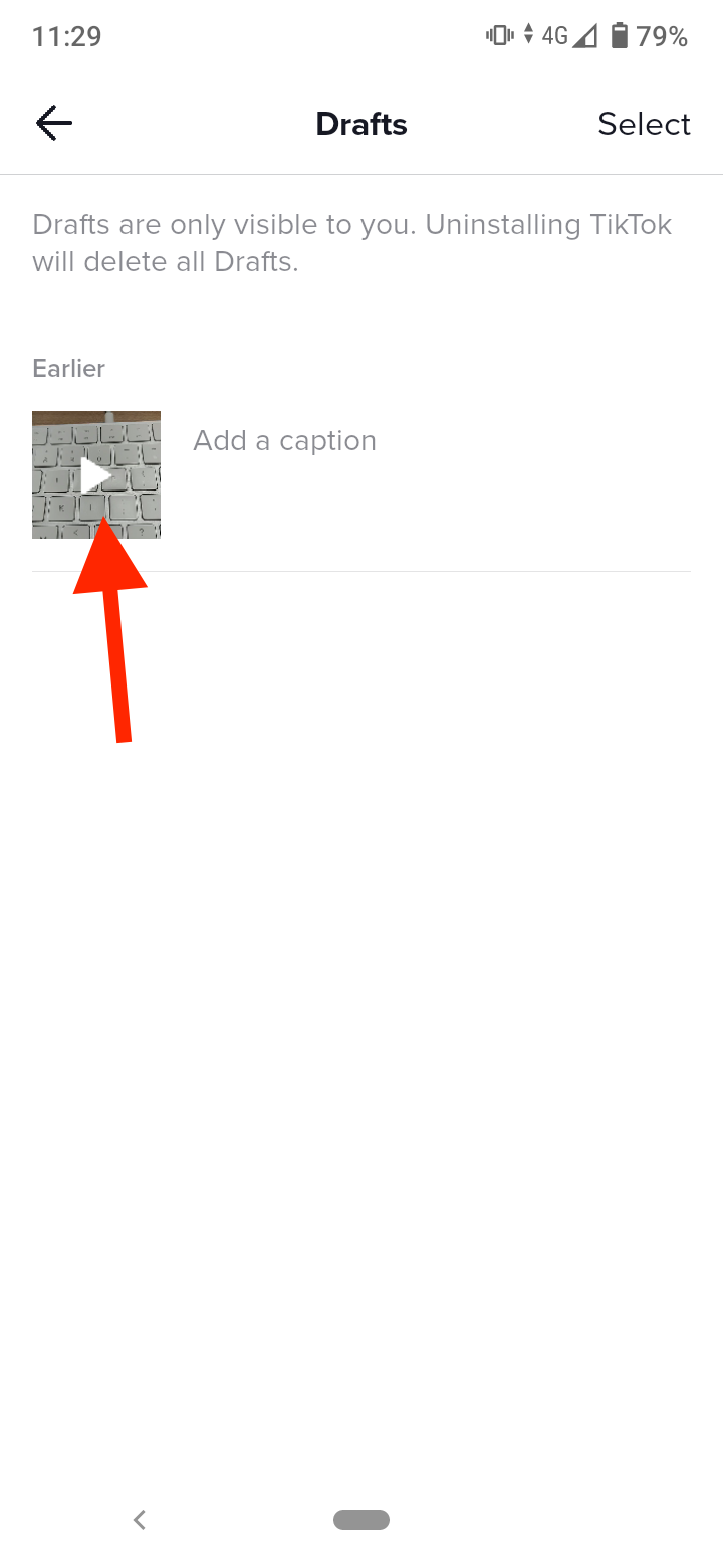 Select the draft video from which you want to remove the filter