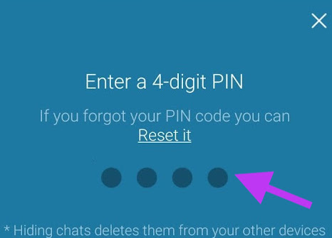 Pin code on Viber for hide/unhide chat messages