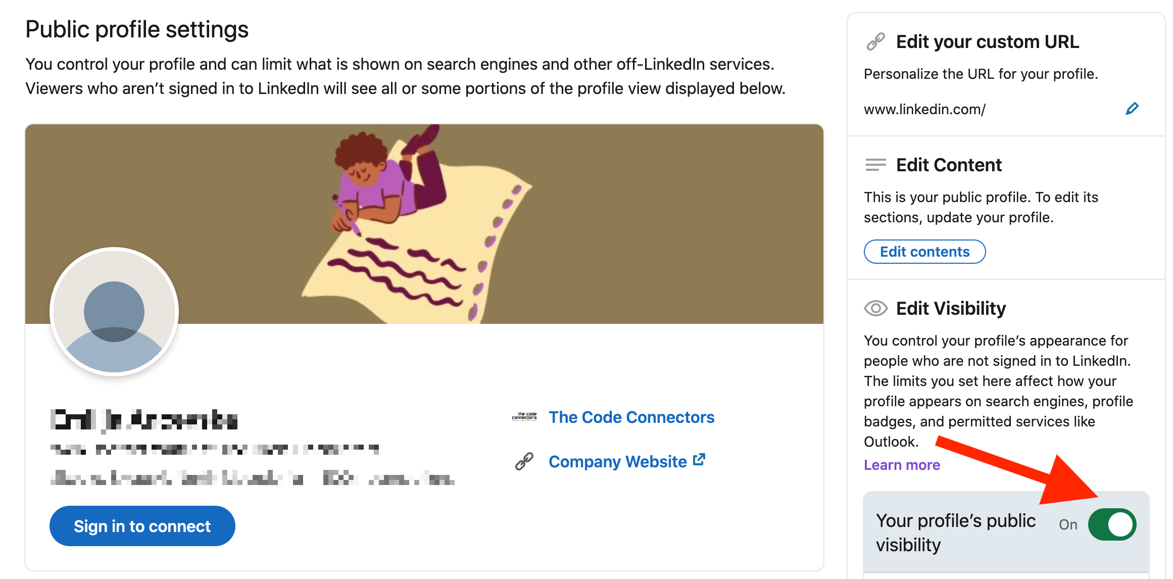 linkedin visibility section 