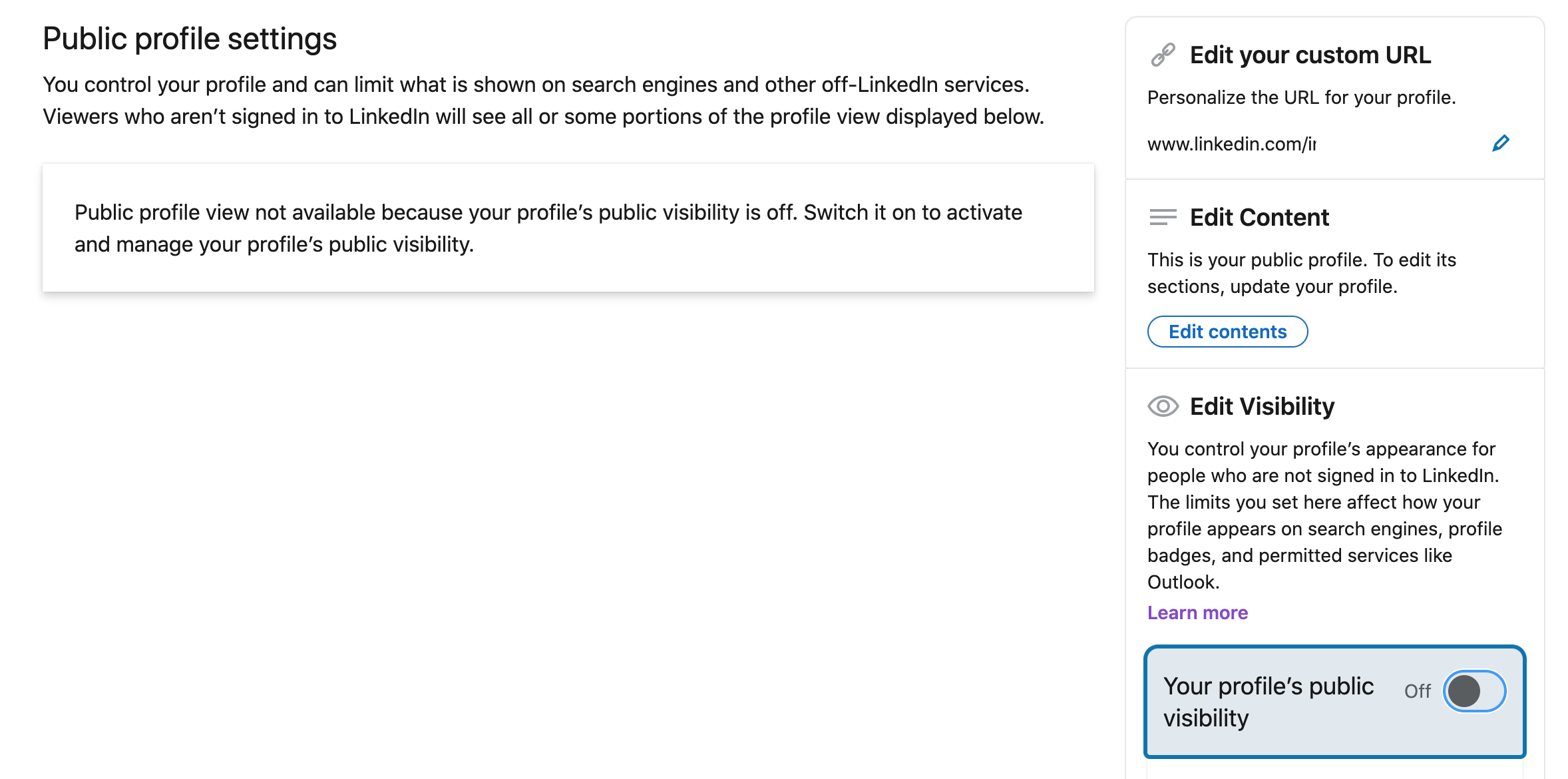 linkedin profile visibility