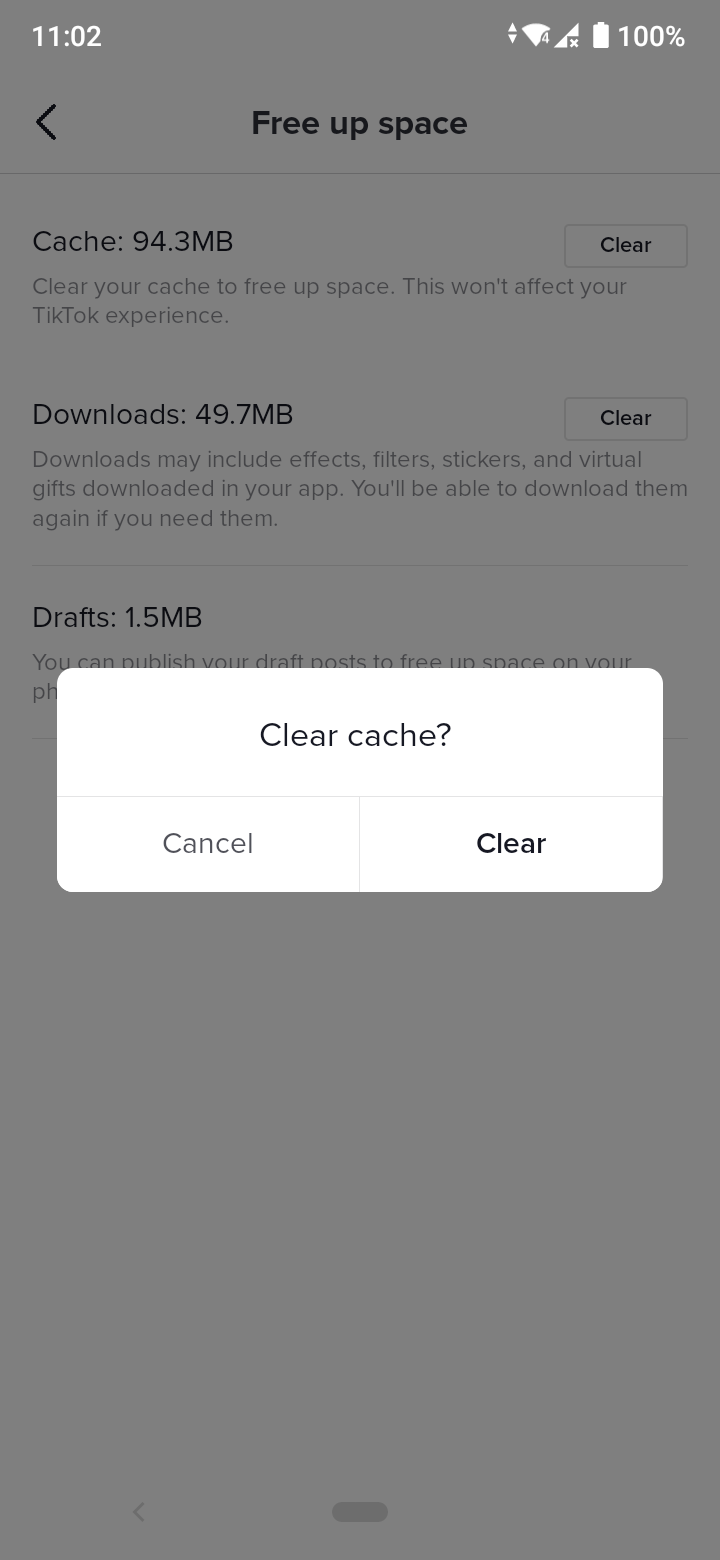 Tap on 'Clear' to confirm