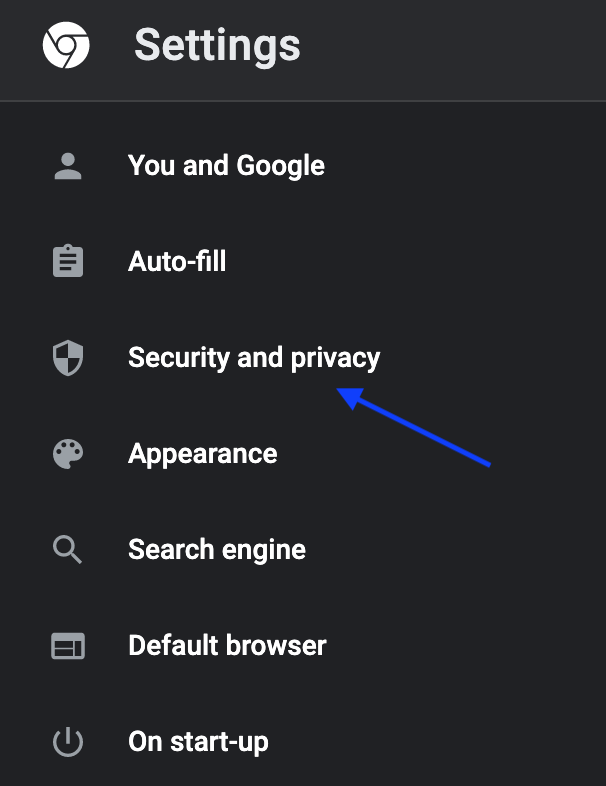 Security and privacy - Google Chrome options