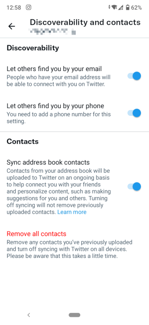 Toggle on the ‘Sync address book contacts’