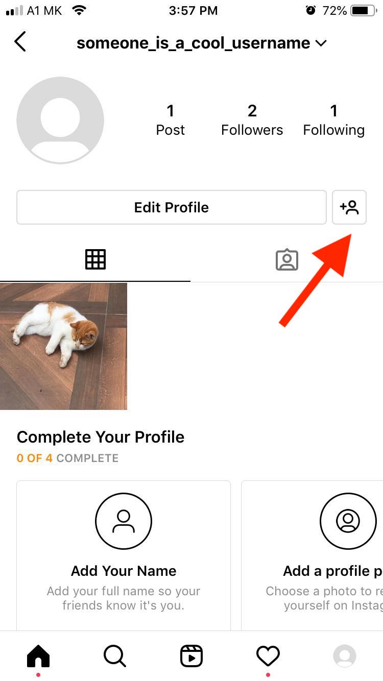 instagram friend suggestion button