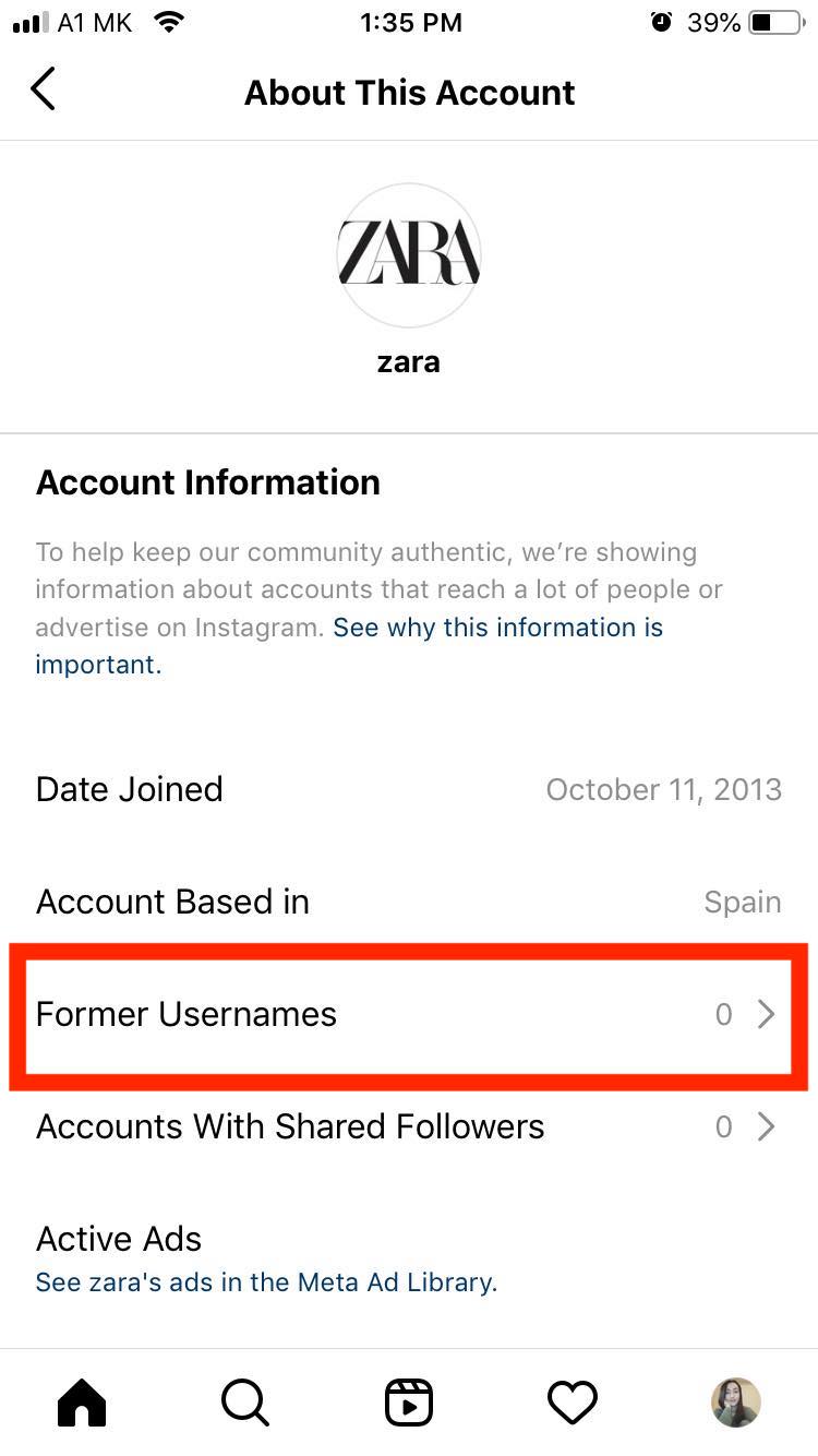 zara instagram former usernames