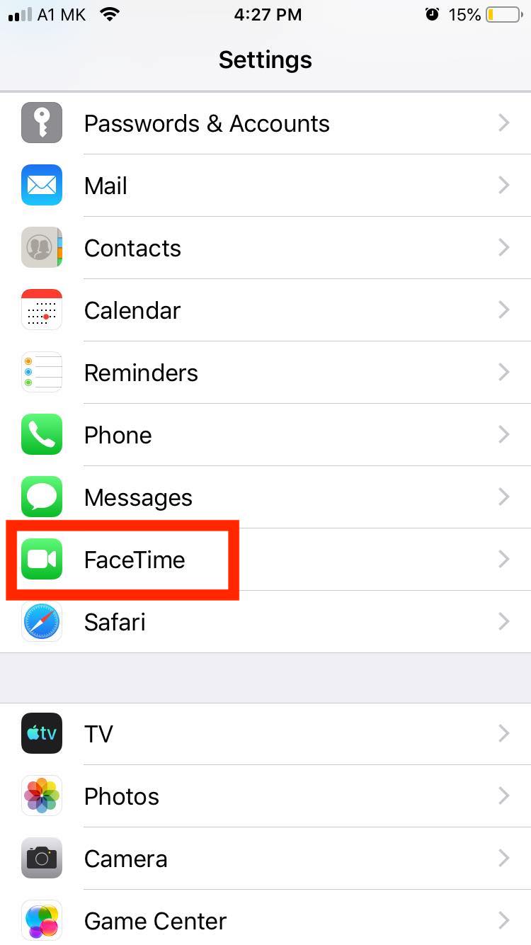facetime settings iphone