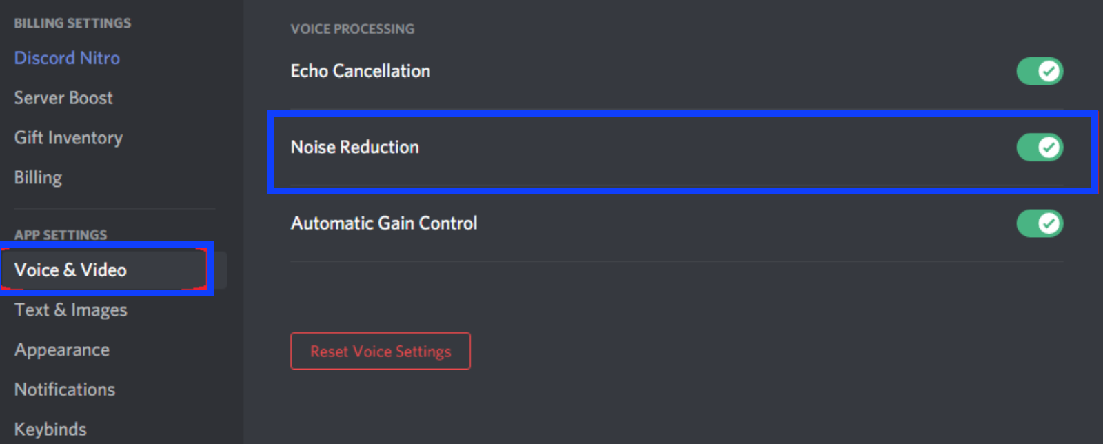 Noise reduction option - Discord