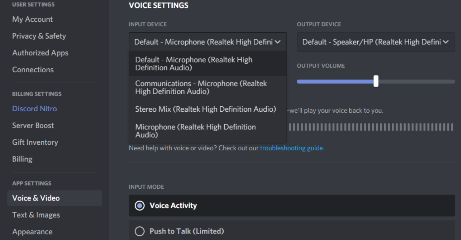 Voice Activity option - Discord
