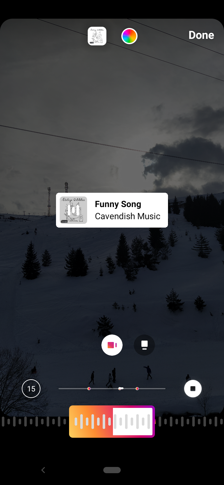 Adjust the music duration, select the music section and choose the music display format