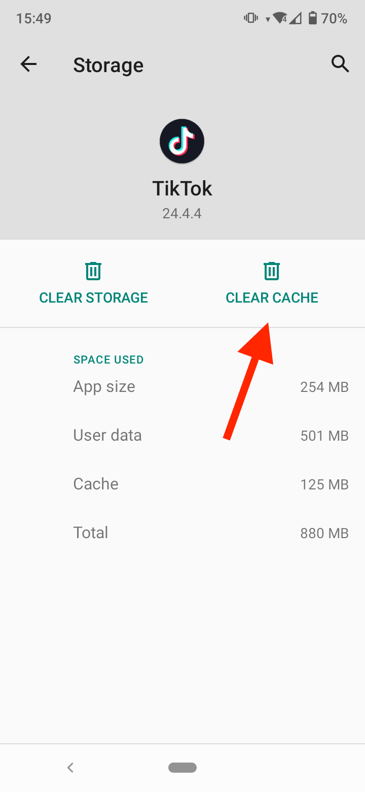 Tap on ‘Clear Cache’ 