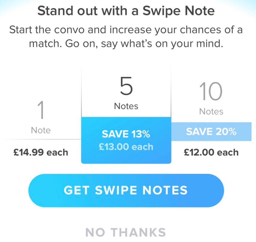 Tinder Swipe Note