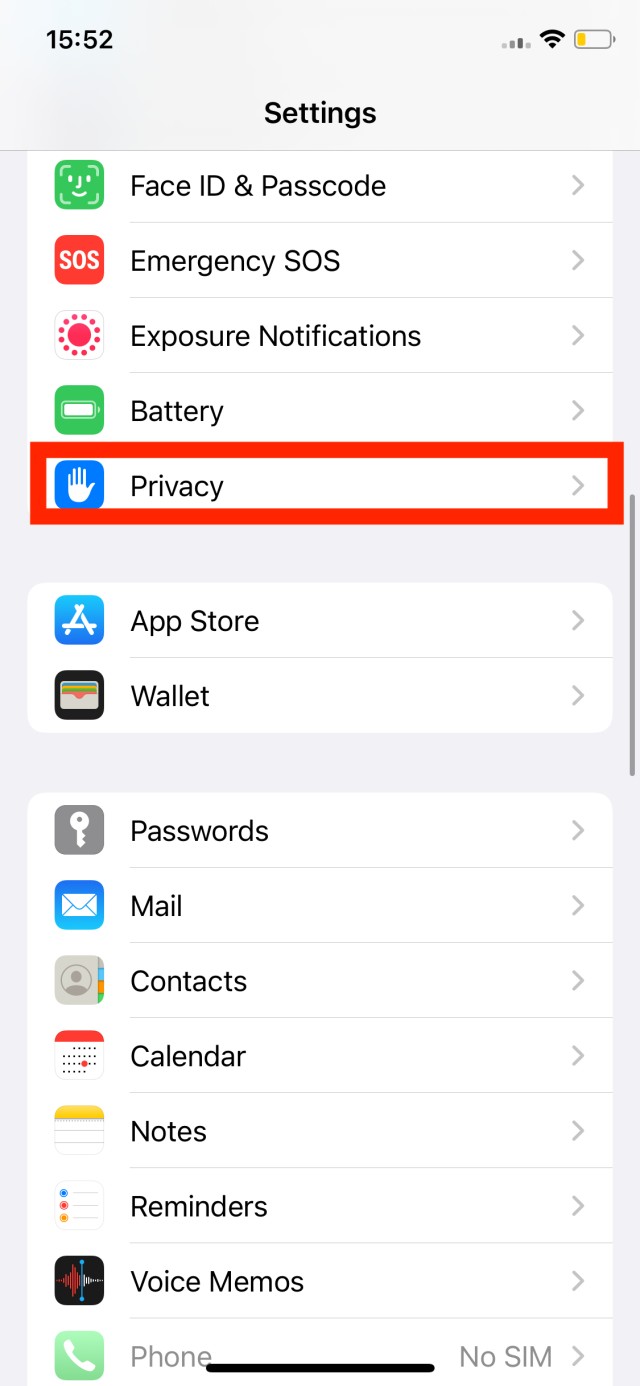 iphone privacy option