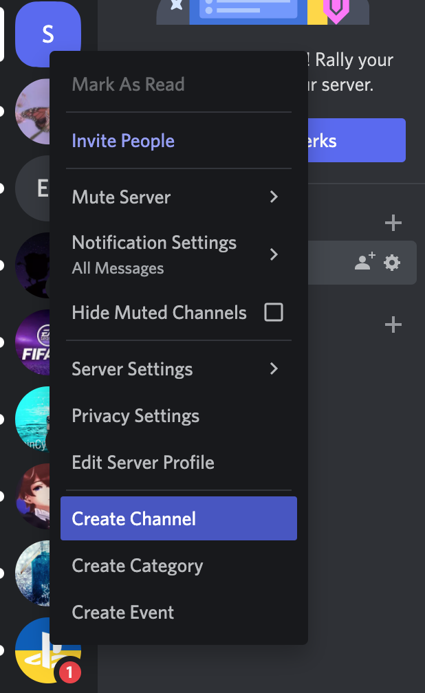 Discord create a channel