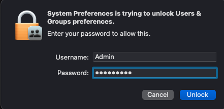 Enter your username and password. Then click on ‘Unlock’.