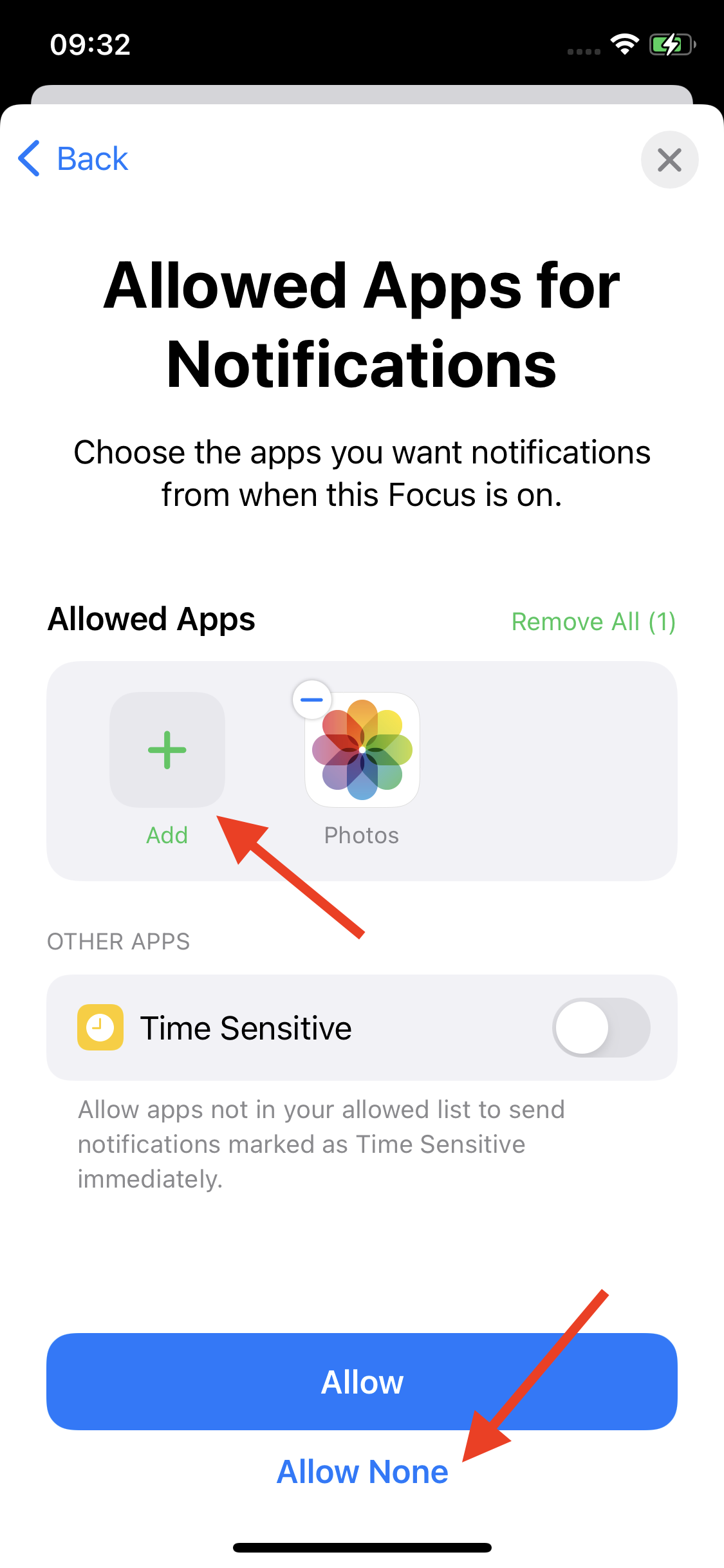 Allow selected apps or allow none