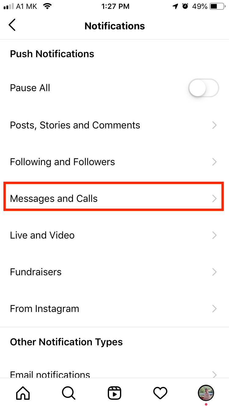 instagram messages and calls